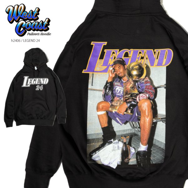 画像1: プリント パーカー 【 LEGEND 24 / Kobe 】  プルオーバー フーディ NBA コービー・ブライアント カリフォルニア WESTCOAST 裏起毛 (1)