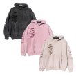 画像2: REBEL MINDS レベル マインズ 【Ripped Drop Shoulder Hoodie】 パーカー プルオーバー フーディー ダメージ加工 ブリーチ加工 セットアップ スウェット メンズ ユニセックス (2)