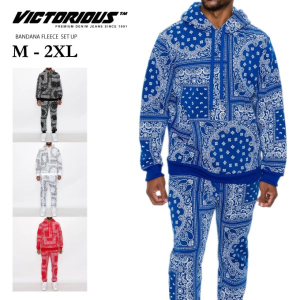 画像1: VICTORIOUS LA 【 バンダナ スウェット セットアップ】  ペイズリー 上下セット BANDANA PAISLEY (1)