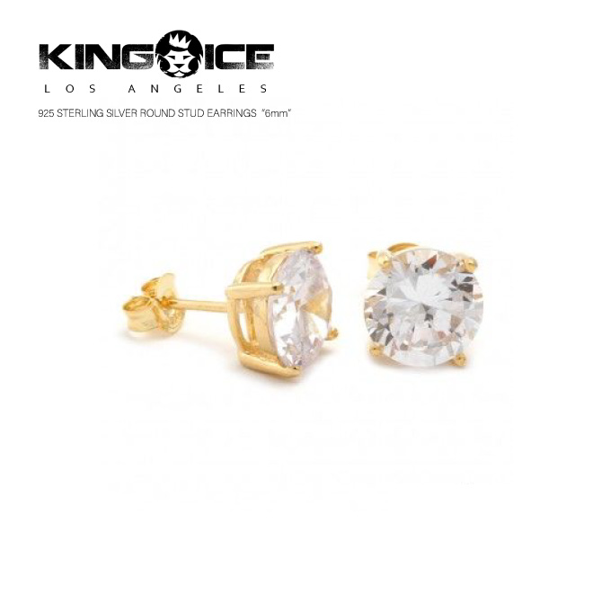 KINGICE キングアイス 【 ピアス/6mm 】 表面14Kゴールドコーティング シルバー925 PIERCE