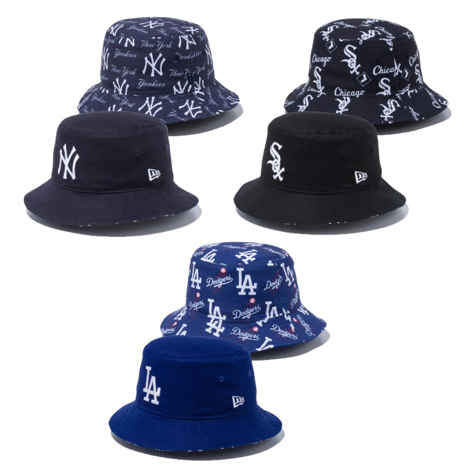 MLB球団ロゴを総柄デザインで表現したリバーシブルハット。NEW ERA 