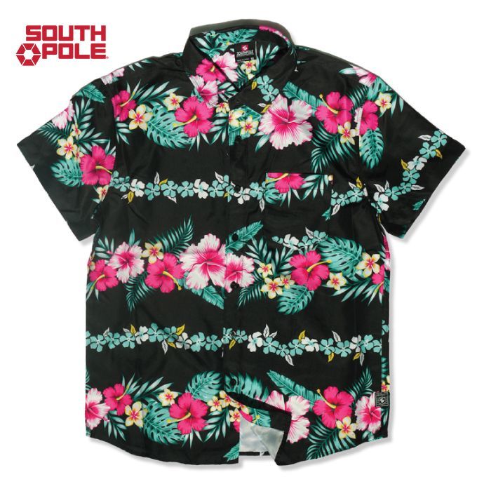 S〜XL】 SOUTH POLE アロハシャツ 花柄 半袖 シャツ 総柄 プリント 