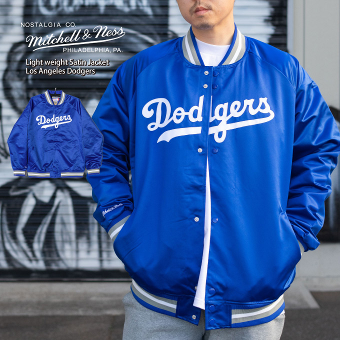 光沢のあるサテン生地を使った軽量スタジャン!!Mitchell & Ness LA ドジャース